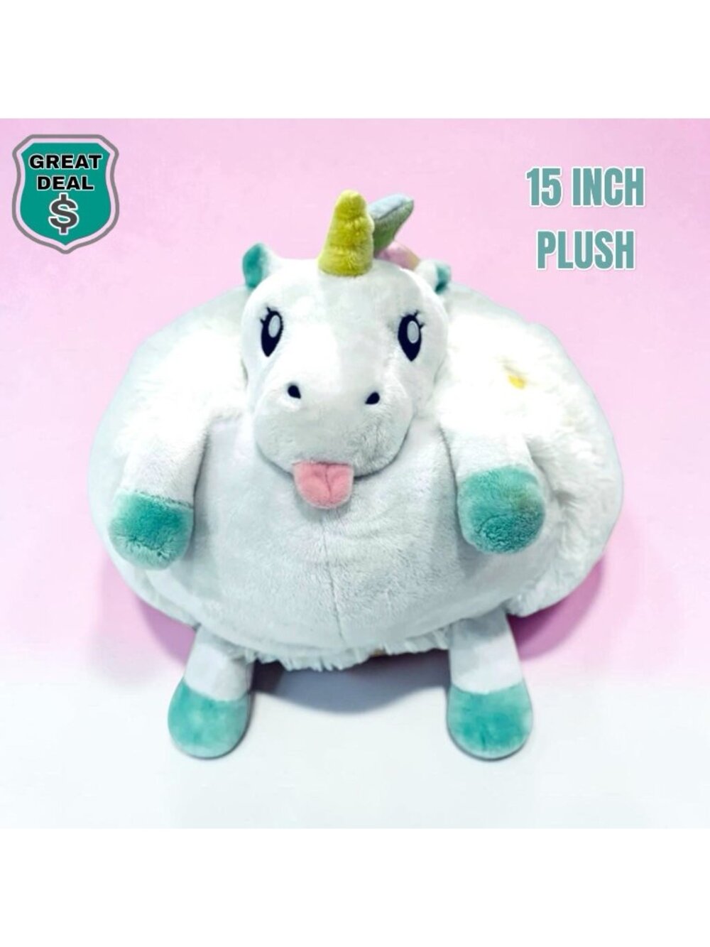 SQUISHABLE 15" Giant Unicorn Fuzzy Super Soft Huggable Stuffed Animal Plush.